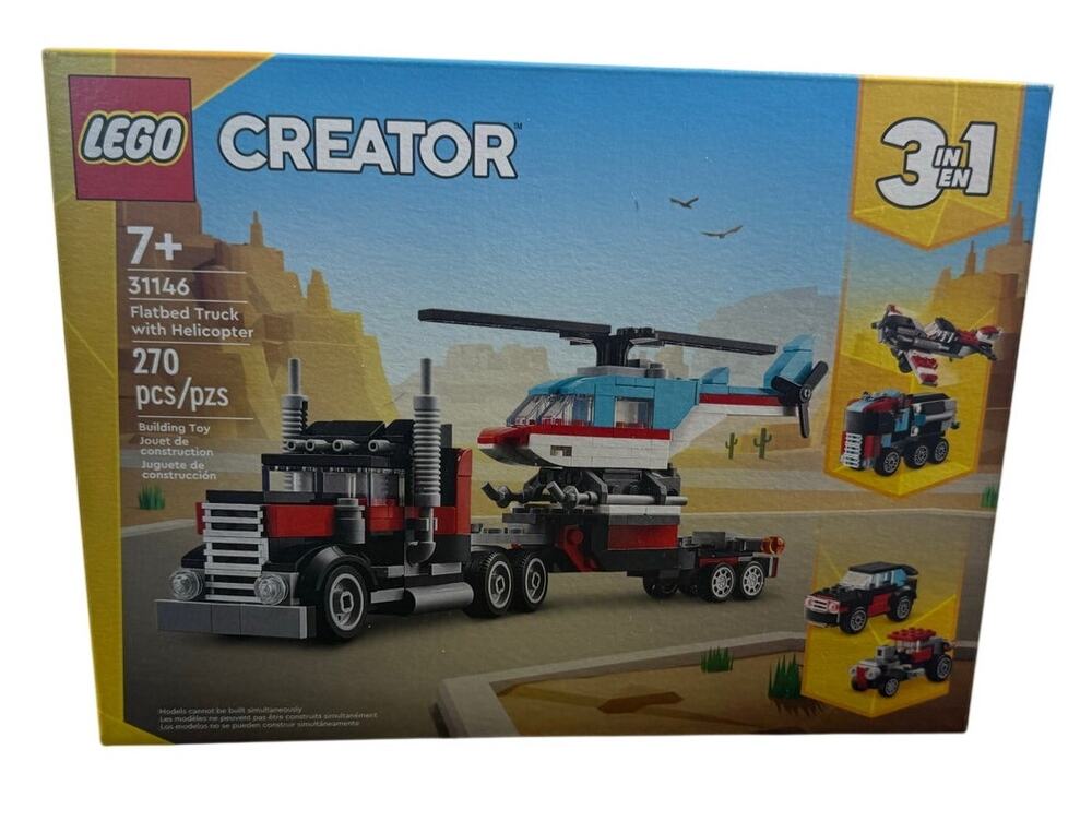 LEGO Creator 3in1 Flatbed Truck with Helicopter Toy Propeller Plane New Sealed